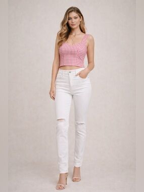 White High-Rise Skinny Jeans - White